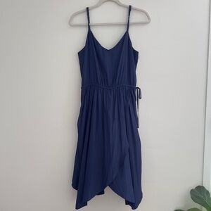Gap Navy Asymmetrical Tie Waist Dress Size 2- EUC